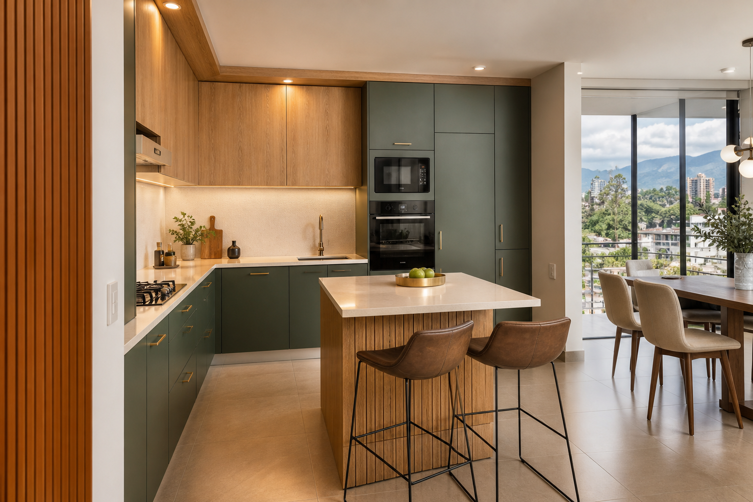 Cocina integral contemporánea para apartamento en Floridablanca